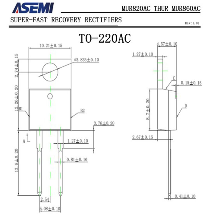 ASEMI超快恢复MUR840AC