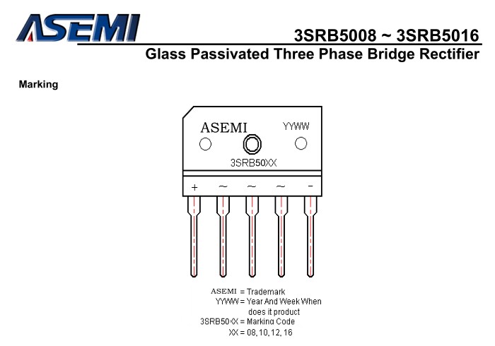 ASEMI三相整流桥3SRB5016规格书