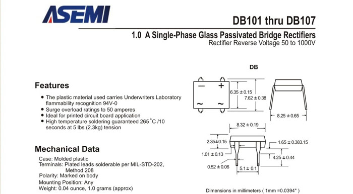 ASEMI品牌DB104规格书