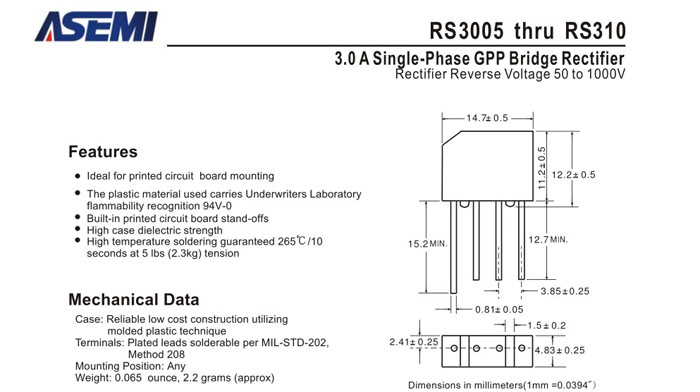 ASEMI品牌RS306规格书