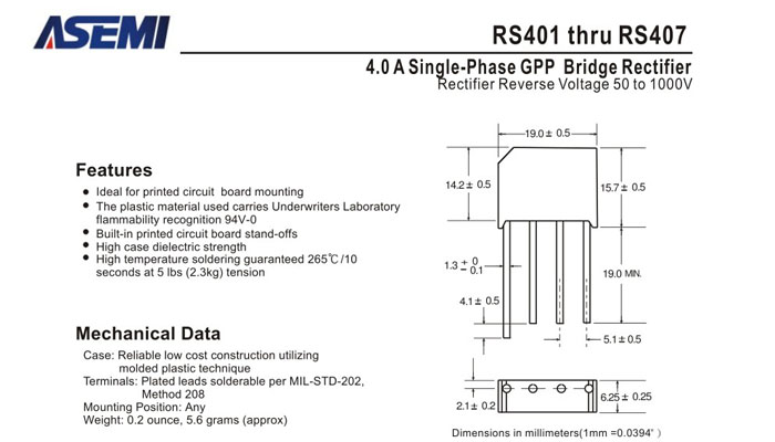 ASEMI品牌RS407规格书