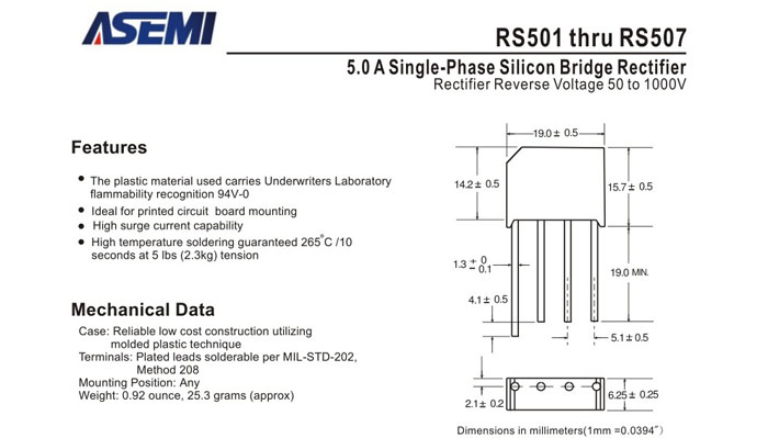 ASEMI品牌RS507规格书
